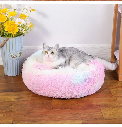 LIT ROND EN PELUCHE AVEC TOIT POUR CHIEN DE PETITE TAILLE ET CHAT, CHAUD, DOUX ET CONFORTABLE, PETIT NID DOUILLER POUR NOS ANIMAUX DE COMPAGNIES