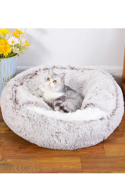 LIT ROND EN PELUCHE AVEC TOIT POUR CHIEN DE PETITE TAILLE ET CHAT, CHAUD, DOUX ET CONFORTABLE, PETIT NID DOUILLER POUR NOS ANIMAUX DE COMPAGNIES