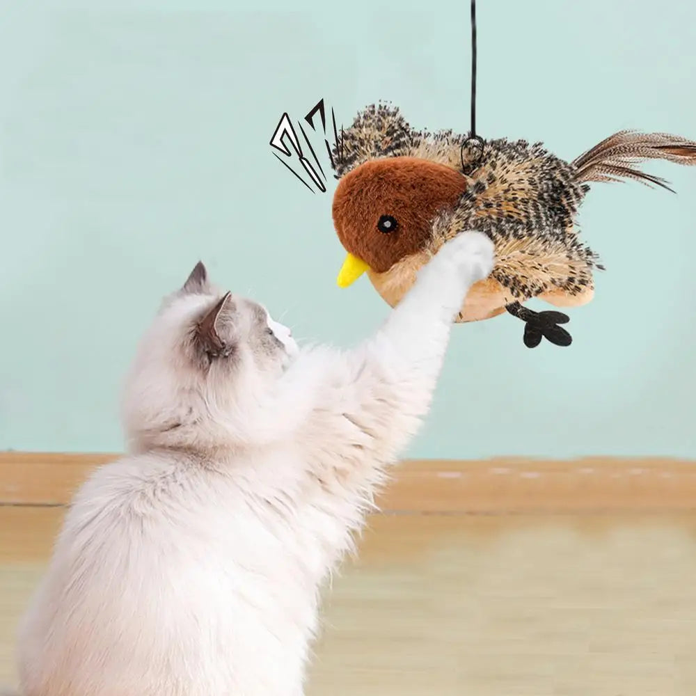 jouet oiseau pour chat qui fait des sons