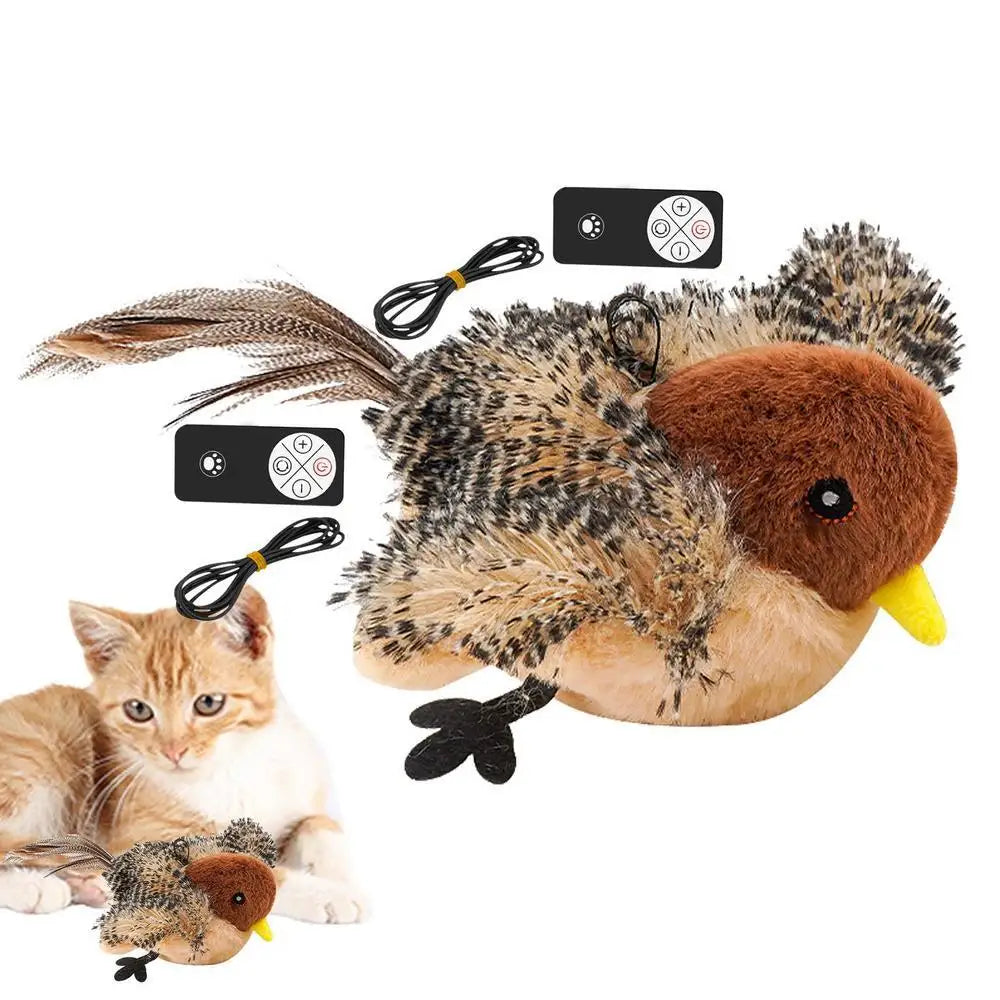 jouet oiseau pour chat qui fait des sons